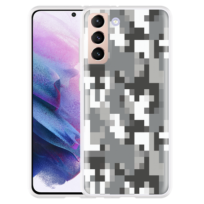 Cazy Hoesje geschikt voor Samsung Galaxy S21 - Pixel Camouflage