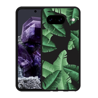 Cazy Hoesje Zwart geschikt voor Google Pixel 8 Palm Leaves