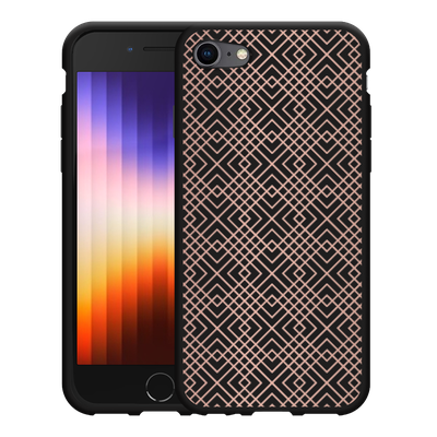 Cazy Hoesje Zwart geschikt voor iPhone SE 2022 - Geometric Pink Lines