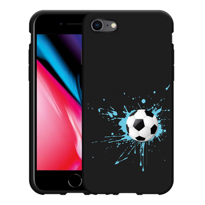 Cazy Hoesje Zwart geschikt voor iPhone SE 2020 - Soccer Ball