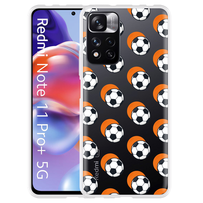 Cazy Hoesje geschikt voor Xiaomi Redmi Note 11 Pro+ - Soccer Ball Orange