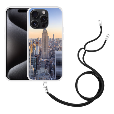 Cazy Hoesje met koord geschikt voor iPhone 15 Pro Skyline NY