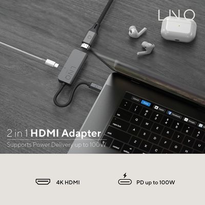 LINQ Connects 2-in-1 USB-C / HDMI Hub - Grijs - LQ47999