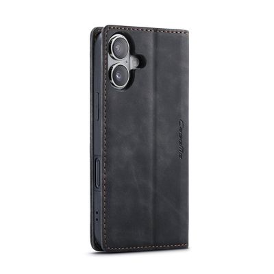 Caseme Hoesje geschikt voor iPhone 16 Plus - Retro Wallet Case - Zwart