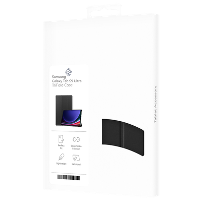Cazy TriFold Hoes met Auto Slaap/Wake geschikt voor Samsung Galaxy Tab S9 Ultra - Zwart