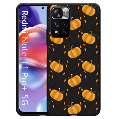 Cazy Hoesje Zwart geschikt voor Xiaomi Redmi Note 11 Pro+ - Pumpkins