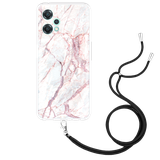 Hoesje met Koord geschikt voor OnePlus Nord CE 2 Lite - White Pink Marble