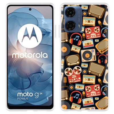 Cazy Hoesje geschikt voor Motorola Moto G04/G04s/G24/G24 Power Retro Patroon