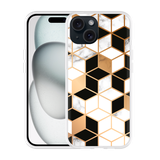 Hoesje geschikt voor iPhone 15 Black White Marble