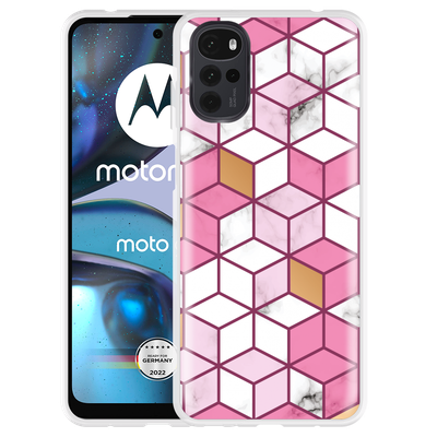 Cazy Hoesje geschikt voor Motorola Moto G22 - Pink White Marble