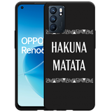 Hoesje Zwart geschikt voor Oppo Reno6 5G - Hakuna Matata white