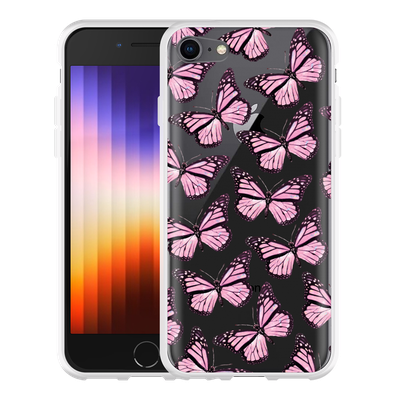 Cazy Hoesje geschikt voor iPhone SE 2022 - Roze Vlinders