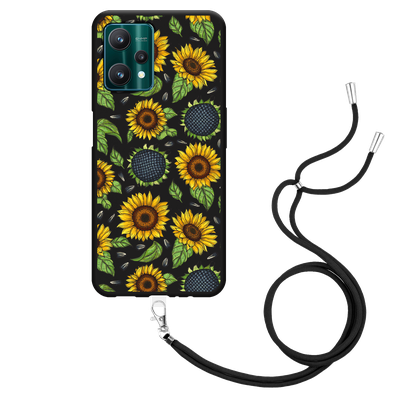 Cazy Hoesje met Koord Zwart geschikt voor Realme 9 Pro+ - Sunflowers