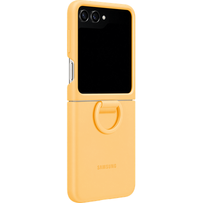 Hoesje geschikt voor Samsung Galaxy Z Flip5 - Samsung Silicone Cover met Ring - Oranje