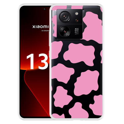 Cazy Hoesje geschikt voor Xiaomi 13T/13T Pro Roze Koeienvlekken