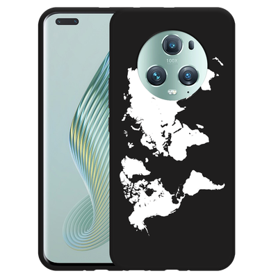 Cazy Hoesje Zwart geschikt voor Honor Magic5 Pro World Map