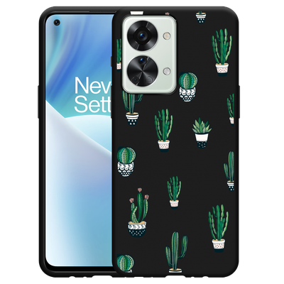 Cazy Hoesje Zwart geschikt voor OnePlus Nord 2T - Green Cactus