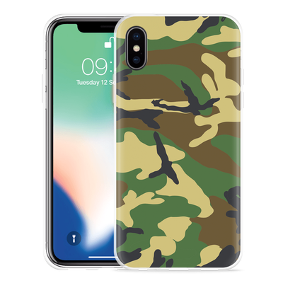 Cazy Hoesje geschikt voor iPhone Xs - Camouflage Green