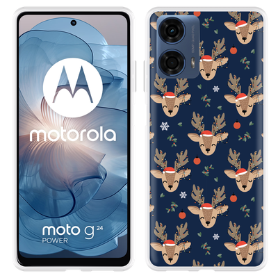 Cazy Hoesje geschikt voor Motorola Moto G04/G04s/G24/G24 Power Schattige Rendieren