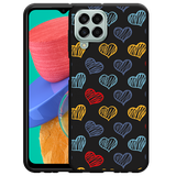 Hoesje Zwart geschikt voor Samsung Galaxy M33 - Doodle hearts