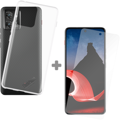 Cazy Soft TPU Hoesje + Tempered Glas Screenprotector geschikt voor Motorola ThinkPhone - Transparant