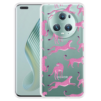 Cazy Hoesje geschikt voor Honor Magic5 Pro Roze Cheeta's