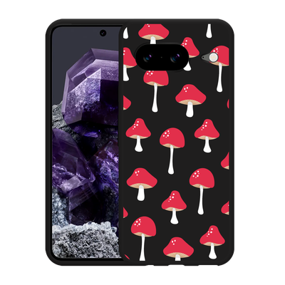 Cazy Hoesje Zwart geschikt voor Google Pixel 8 Paddenstoelen