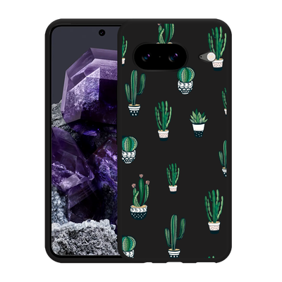 Cazy Hoesje Zwart geschikt voor Google Pixel 8 Green Cactus