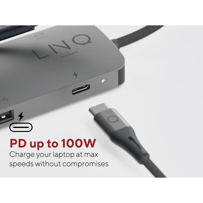 LINQ Connects 7-in-1 USB-C HDMI Adapter - Triple Display MST - grijs