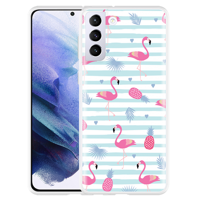 Cazy Hoesje geschikt voor Samsung Galaxy S21 Plus - Flamingo Ananas