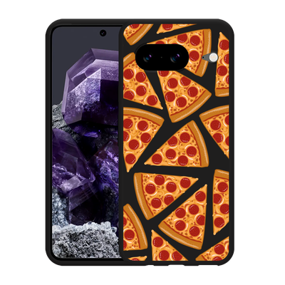 Cazy Hoesje Zwart geschikt voor Google Pixel 8 Pizza Party