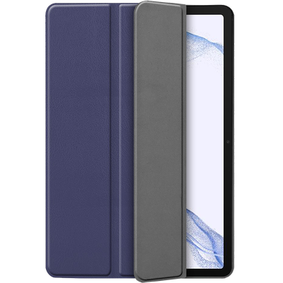 Cazy Hoes geschikt voor Samsung Galaxy Tab S8+ - TriFold Tablet Smart Cover met Penhouder - Blauw