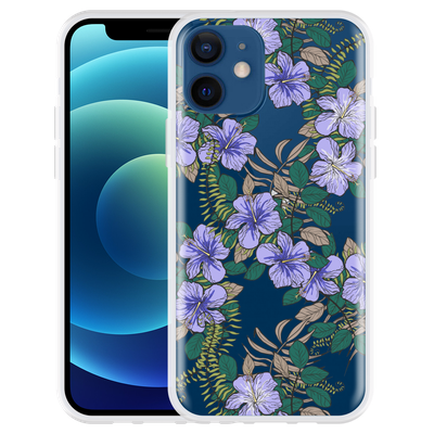 Cazy Hoesje geschikt voor iPhone 12 - Purple Flowers