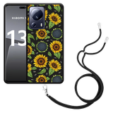 Hoesje met koord Zwart geschikt voor Xiaomi 13 Lite Sunflowers