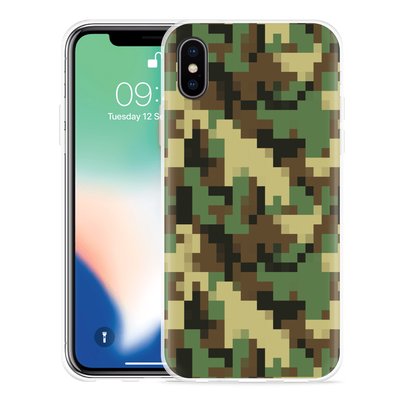 Cazy Hoesje geschikt voor iPhone Xs - Pixel Camouflage