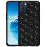 Hoesje Zwart geschikt voor Oppo Reno6 5G - Maanpatroon II
