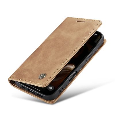 Caseme Hoesje geschikt voor iPhone 16 - Retro Wallet Case - Bruin