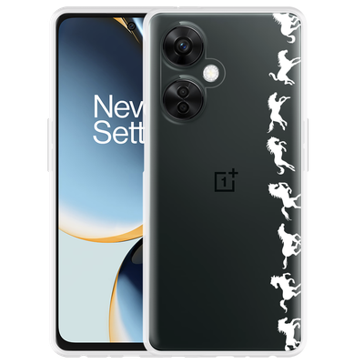 Cazy Hoesje geschikt voor OnePlus Nord CE 3 Lite 5G Horses in Motion - Wit