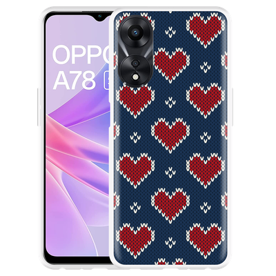 Cazy Hoesje geschikt voor Oppo A78 5G Gebreide Hartjes