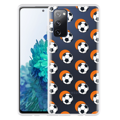 Cazy Hoesje geschikt voor Samsung Galaxy S20 FE - Soccer Ball Orange
