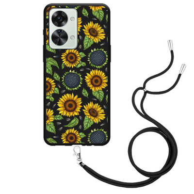 Cazy Hoesje met Koord Zwart geschikt voor OnePlus Nord 2T - Sunflowers