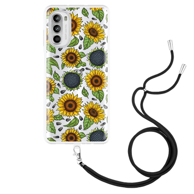 Cazy Hoesje met Koord geschikt voor Motorola Moto G52 - Sunflowers