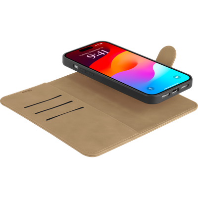 Cazy Uitneembaar Wallet Hoesje voor iPhone 15 Pro Max - Magfit 2-in-1 Hoesje met Pasvakjes - Taupe