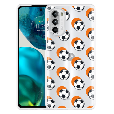 Cazy Hoesje geschikt voor Motorola Moto G52 - Soccer Ball Orange