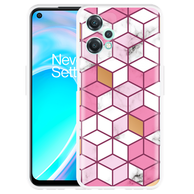 Cazy Hoesje geschikt voor OnePlus Nord CE 2 Lite - Pink White Marble