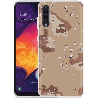 Cazy Hoesje geschikt voor Samsung Galaxy A50 - Camouflage Desert