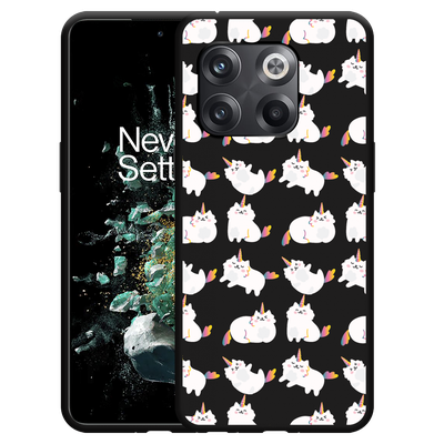 Cazy Hoesje Zwart geschikt voor OnePlus 10T - Unicorn Cat