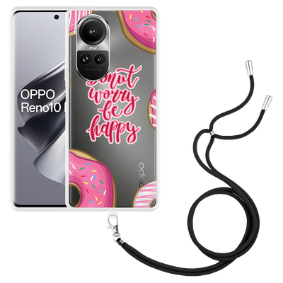 Cazy Hoesje met koord geschikt voor Oppo Reno10 Pro 5G Donut Worry
