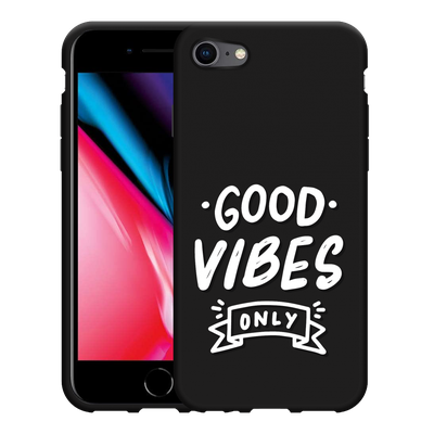 Cazy Hoesje Zwart geschikt voor iPhone SE 2020 - Good Vibes wit
