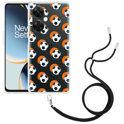 Cazy Hoesje met koord geschikt voor OnePlus Nord CE 3 Lite 5G Soccer Ball Orange